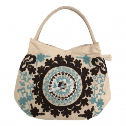 Damask Embroidered Shoulder Handbag